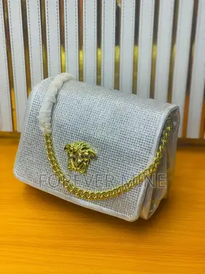 Luxury Silver Rhinestone Shoulder Bag Medusa Gold Chain Handbag