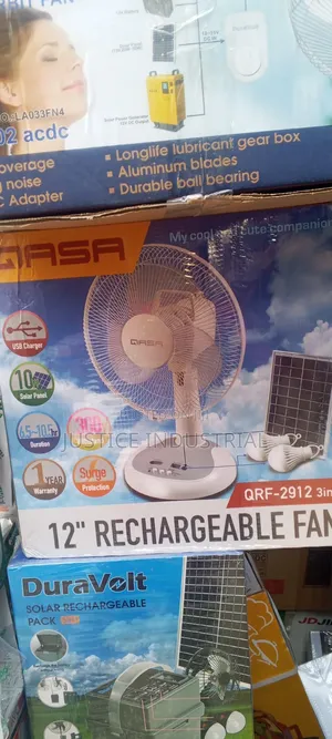 12 Inch Rechargeable Solar Fan Gasa