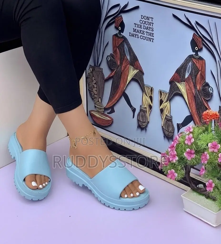 Chunky Leather Platform Slippers