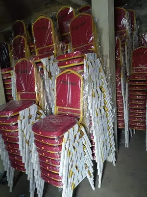 High Quality Red Fabric Banquet Chair With a Gold Frame