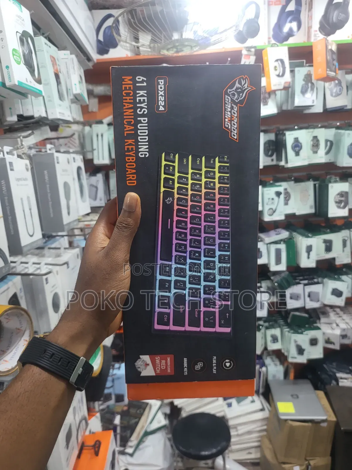 Porodo Gaming Pdx224 61 Keys Pudding Mechanical Keyboard.
