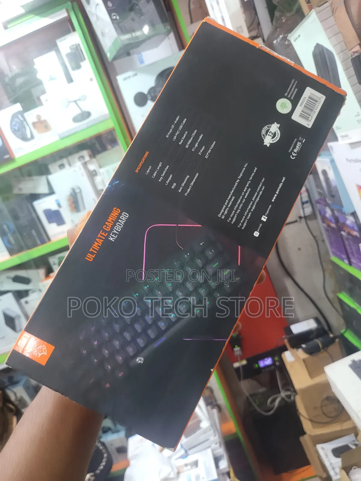 Porodo Gaming Pdx224 61 Keys Pudding Mechanical Keyboard.