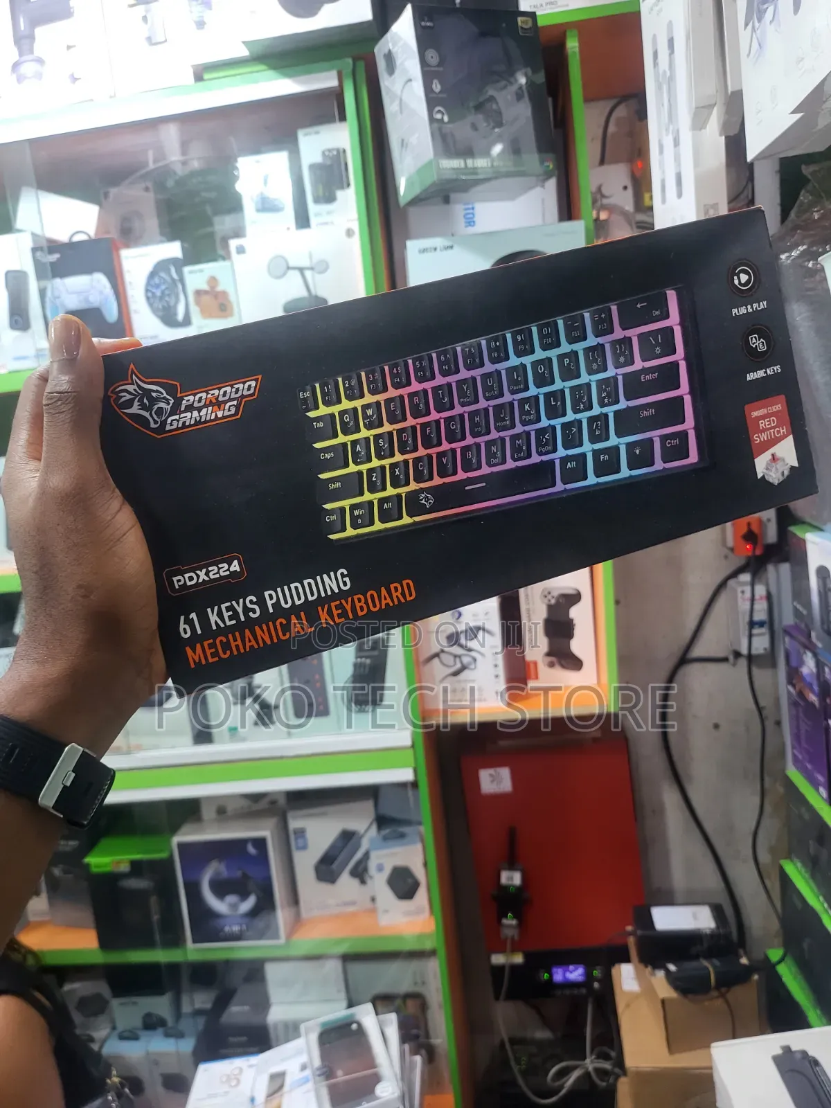 Porodo Gaming Pdx224 61 Keys Pudding Mechanical Keyboard.