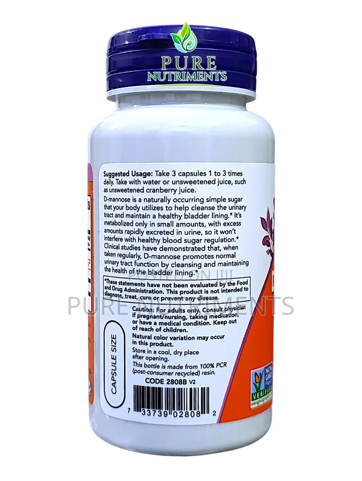 Now D-Mannose 60 Capsules for Urinary Tract Support