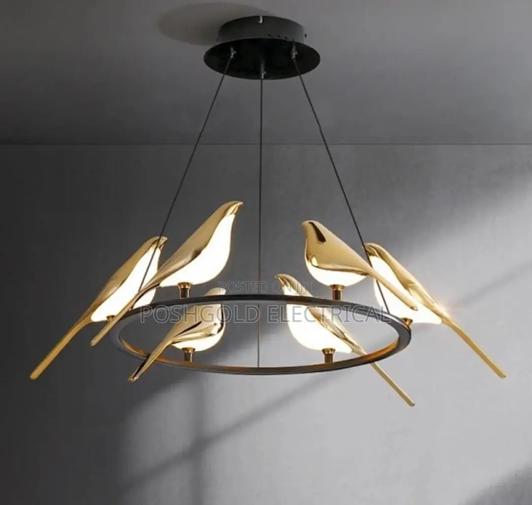 Modern Gold Bird Ring Chandelier