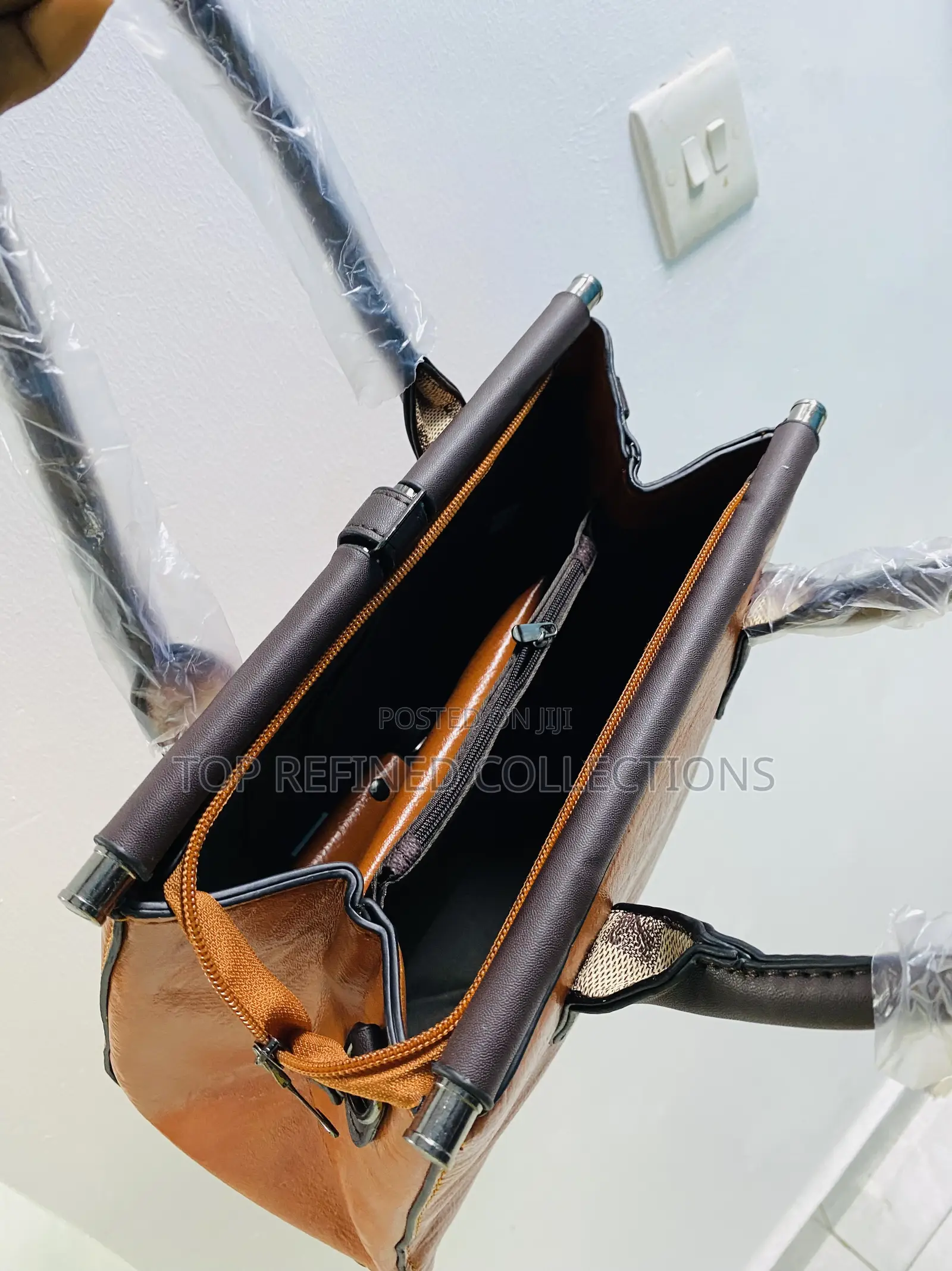 Quality Stock Leather Orange Bag