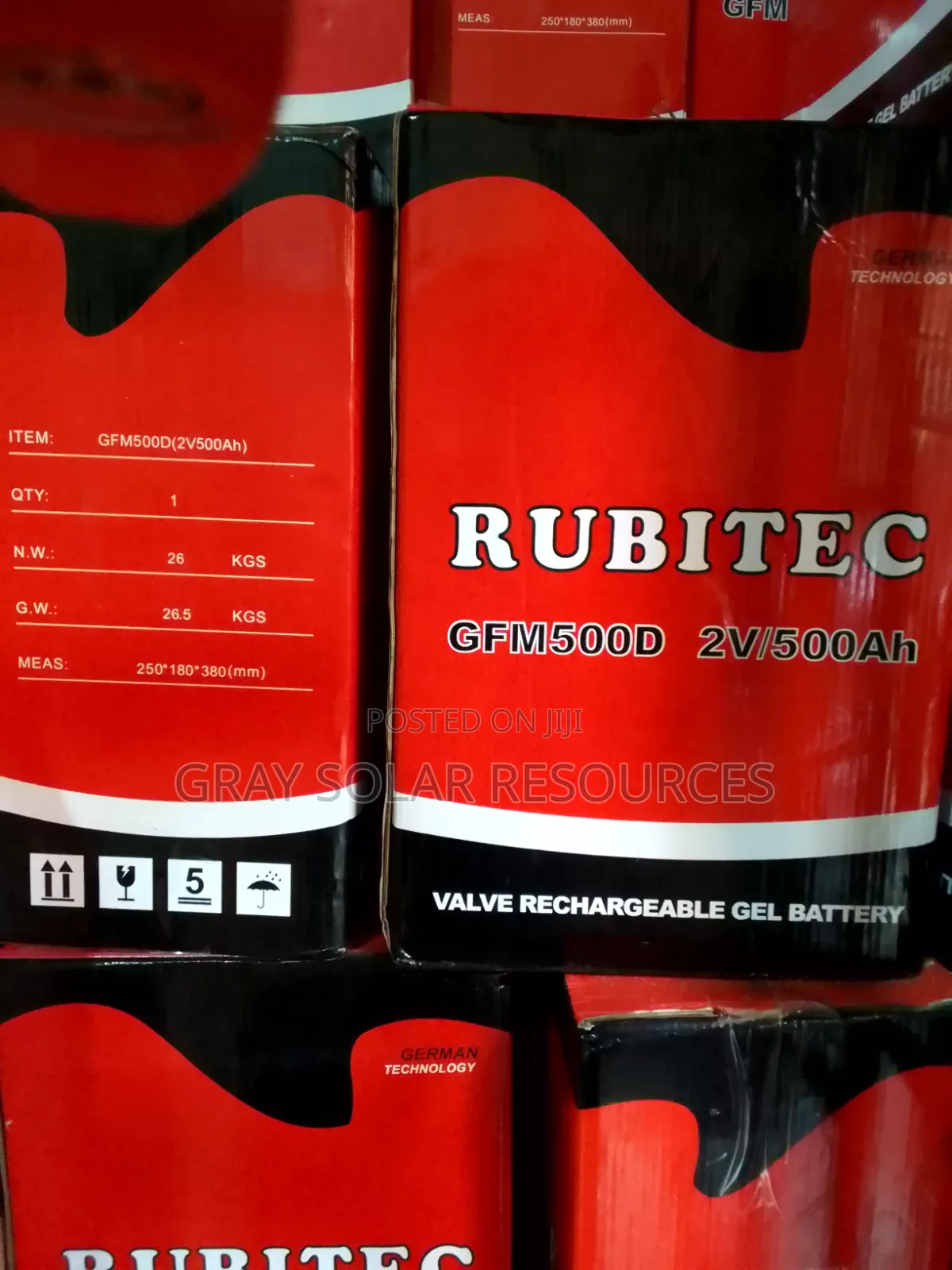 2v 500ah Rubitec Gel Battery