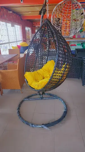 Black With Yellow Cushion Relaxation Swing Chair