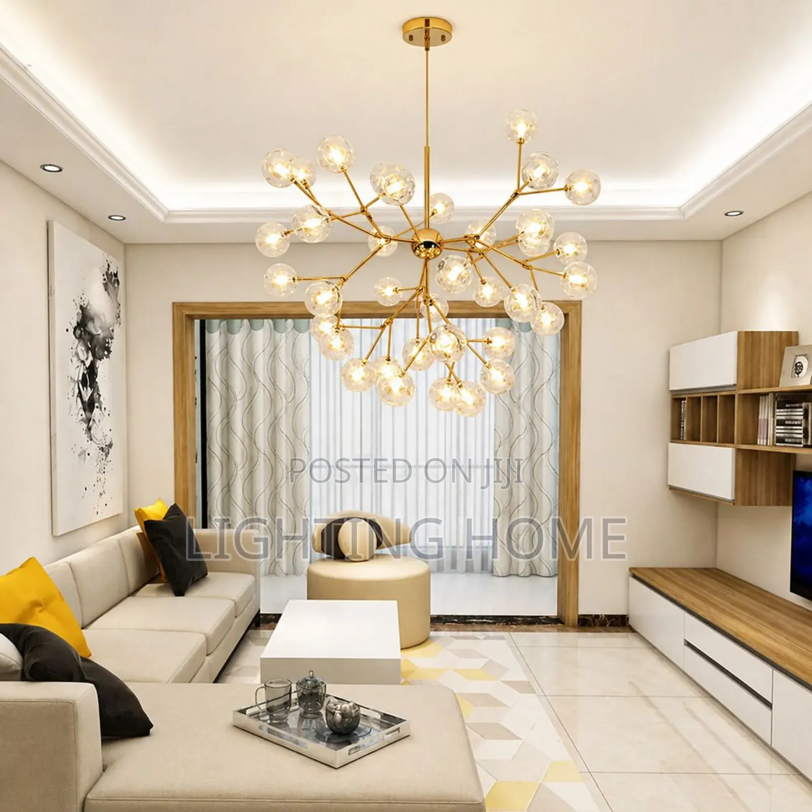 Led Chandelier Light Gold Body by 27 Glass