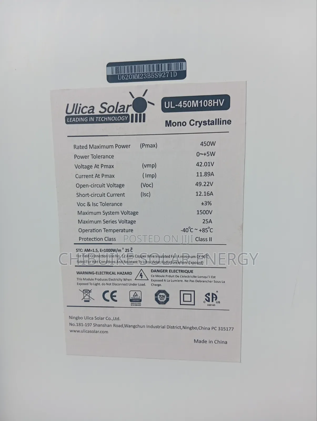 Ulica Solar Panel 450w