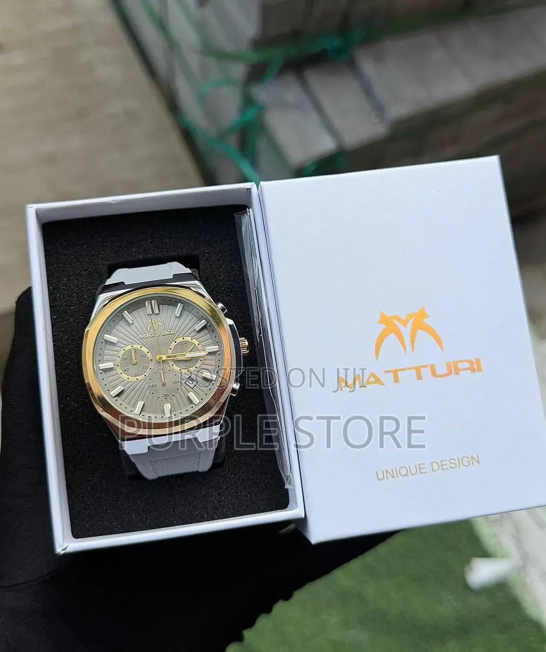 Matturi Chronograph Rubber Strap Watch Fully Packaged