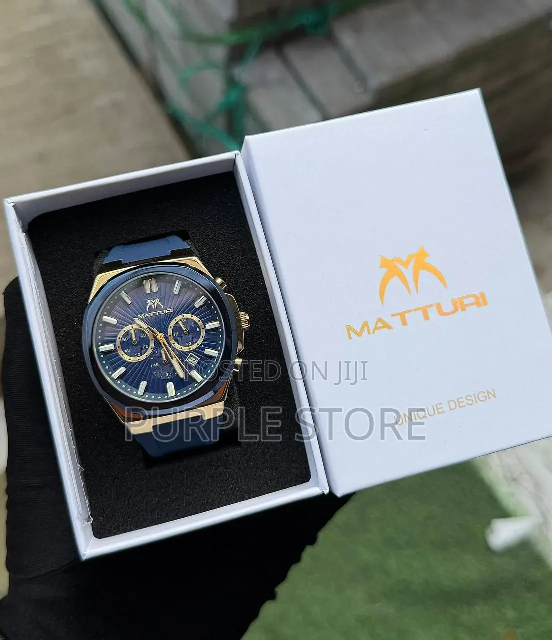Matturi Chronograph Rubber Strap Watch Fully Packaged