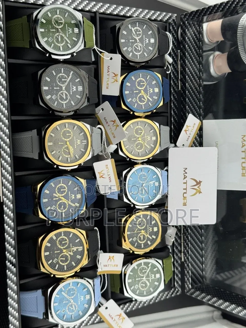 Matturi Chronograph Rubber Strap Watch Fully Packaged