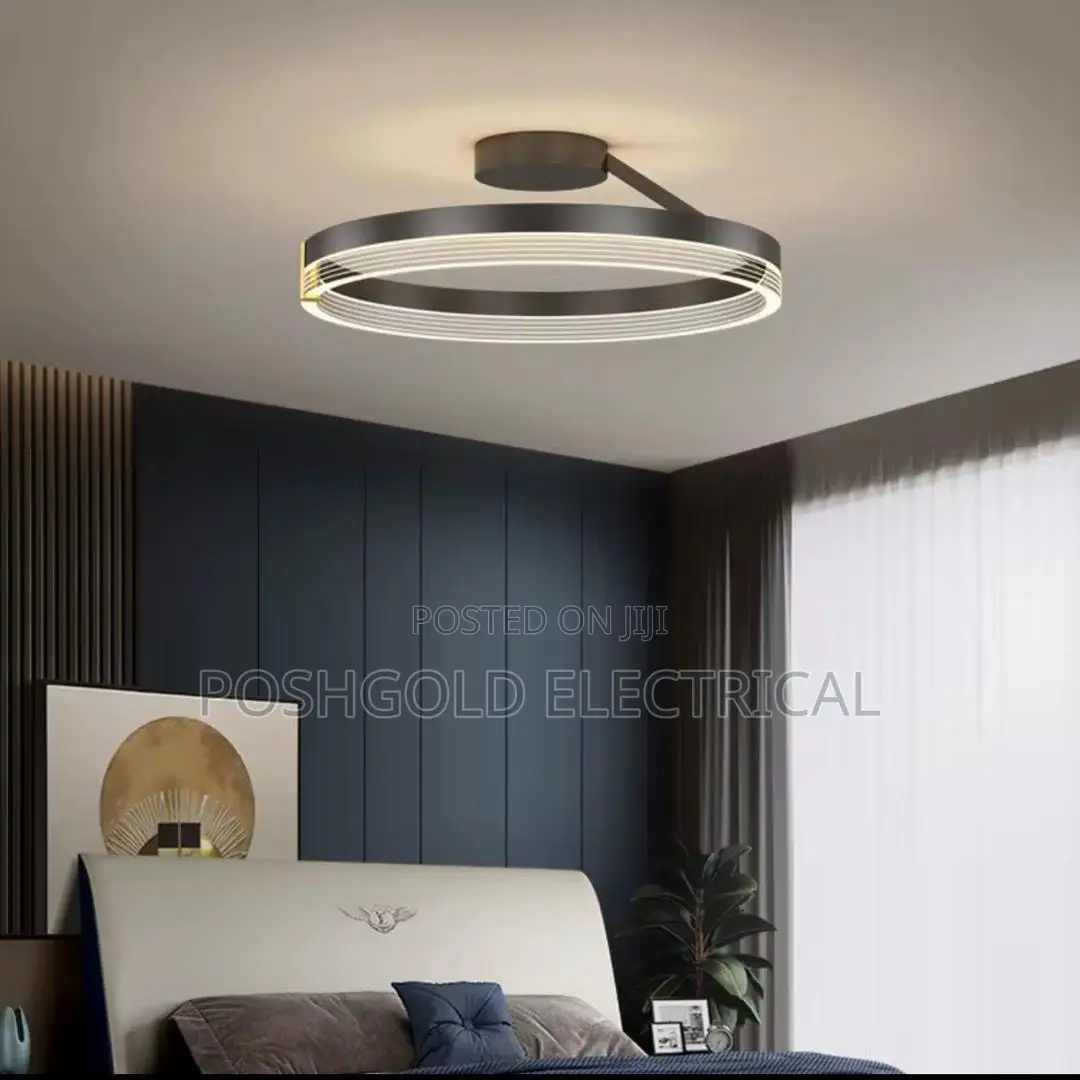 Matte Black Halo Ring Semi-Flush Light