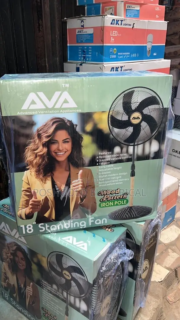 Ava 18”Wood Pattern Standing Fan