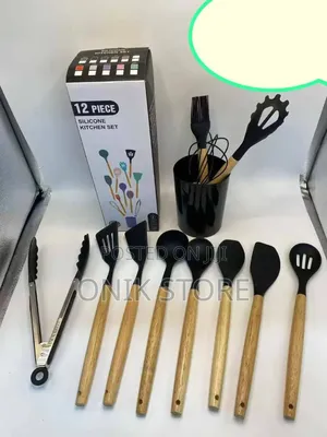 12-Piece Non-Stick Silicone Kitchen Utensil Set With Wooden Handles