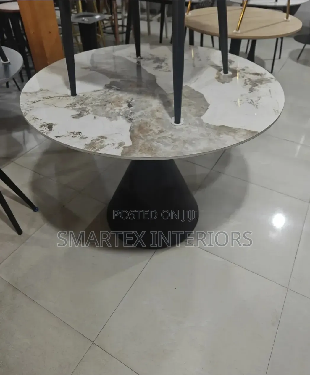 Solid Round Marble Top Dining Table