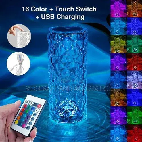 Rose Diamond Table Lamp With Remote Control(Big Size)
