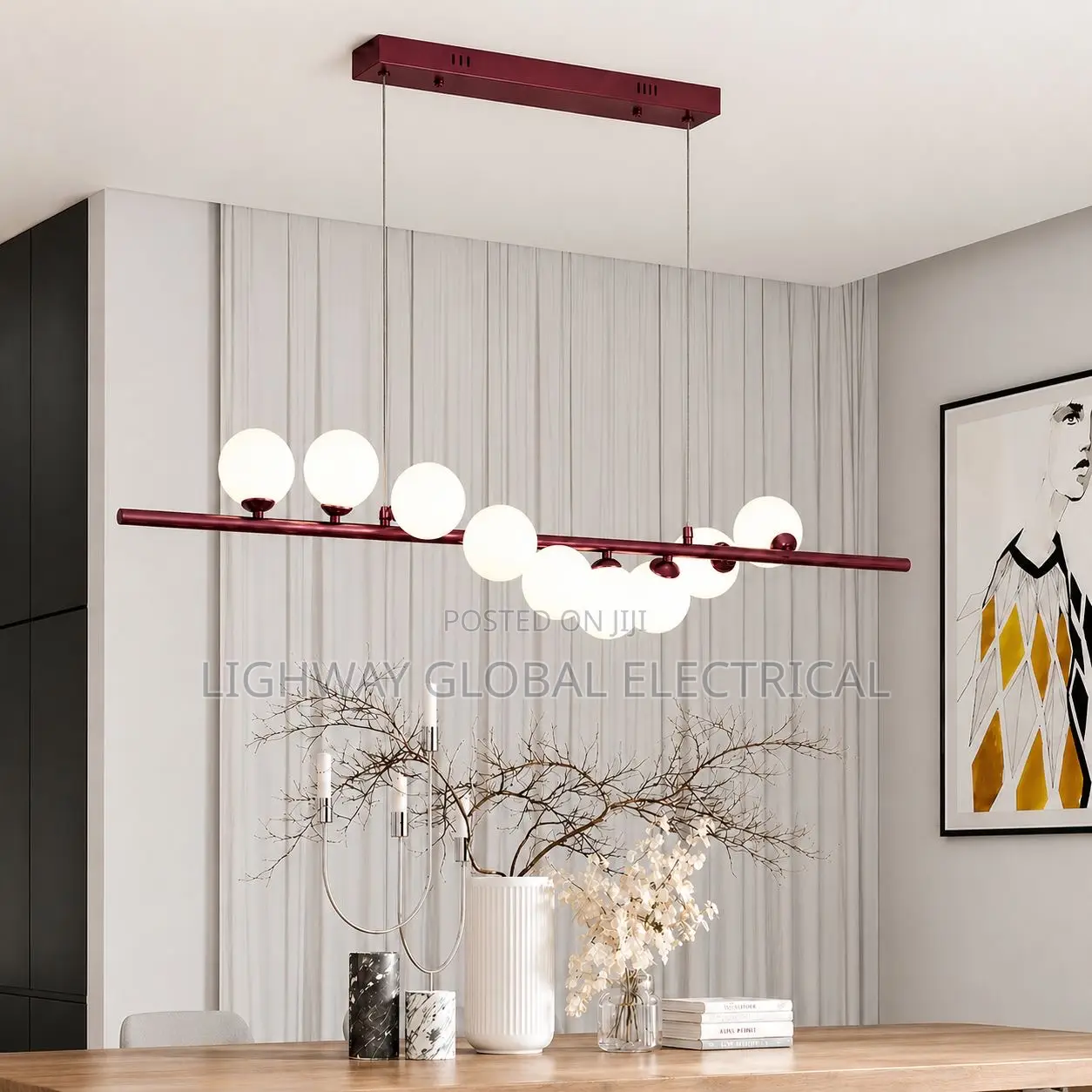 Ox Blood Nordic Led Chandelier Light