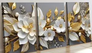 3set of Beautiful Flowers Canvas Print