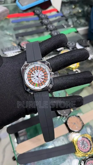 Rotating Dial Magnetic Lock Rubber Strap Watch