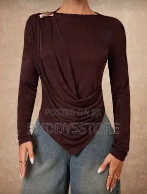 Metal Pleated Asymmetrical Top