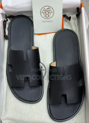 Hermes Men Leather Slides Slippers