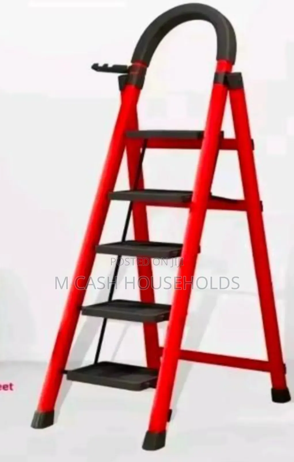 5-step Red Foldable Household Ladder