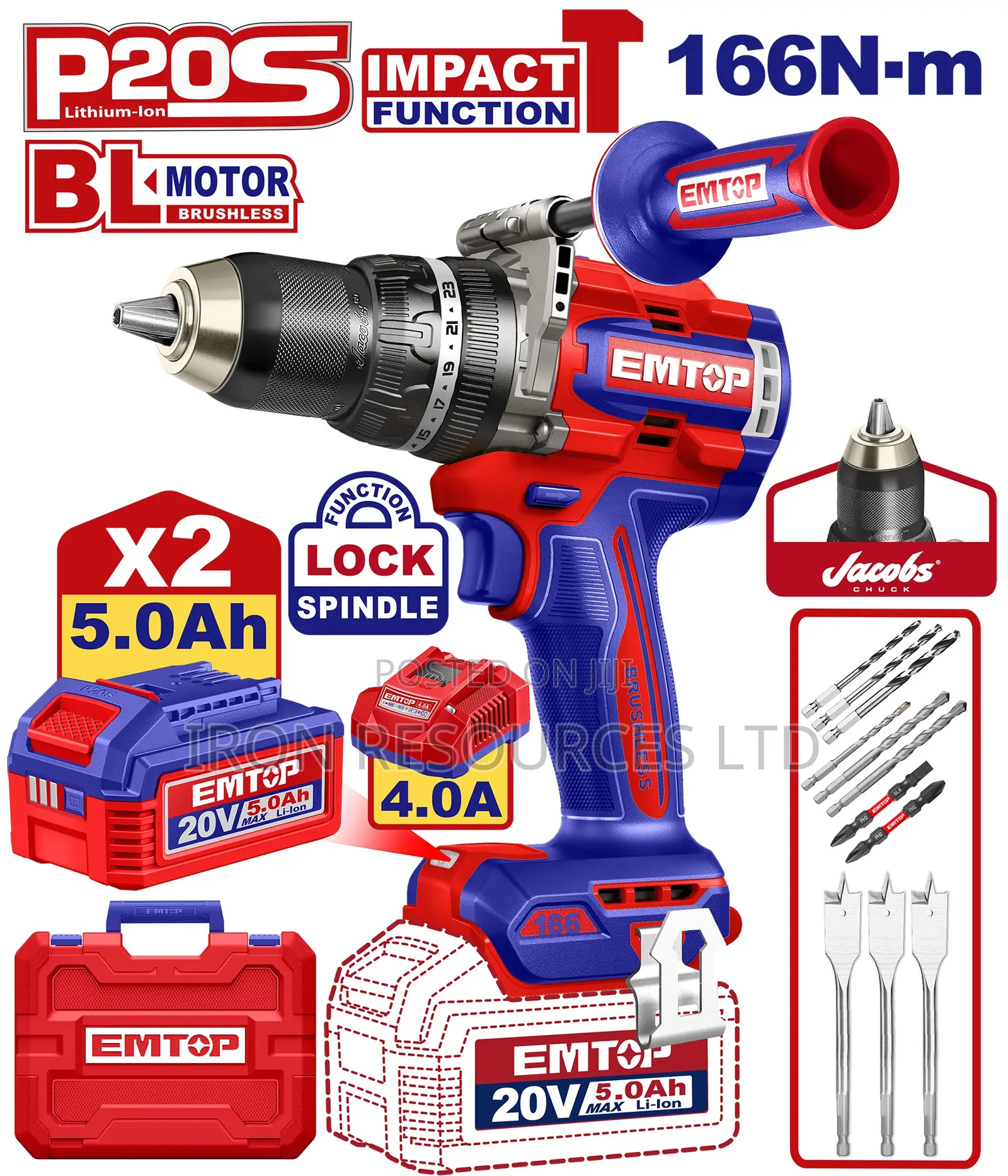 Brushless Cordless Impact Drill 166nm