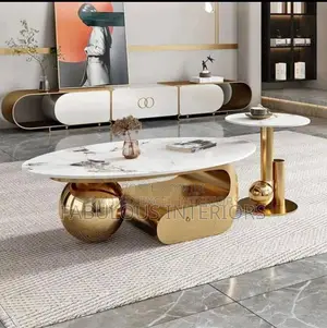 High Quality Gold and White Ball Design Center Table Nd Side's Stool