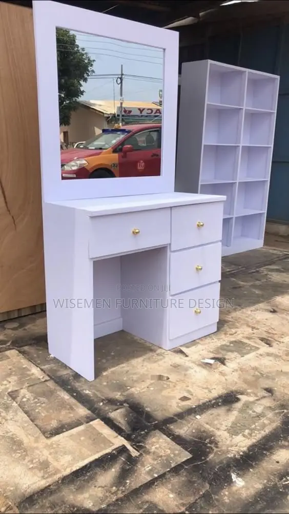 Dressing Mirror Table and Bag/Wig Shelf.