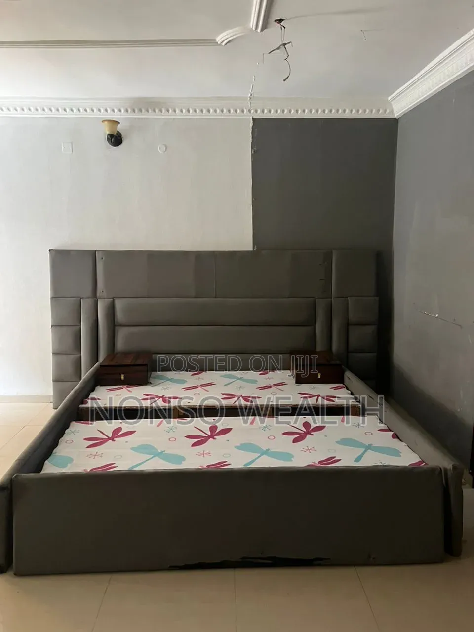5 by 7 Bed Frame for Sale. Addition, Two Solid Bedside Drawers