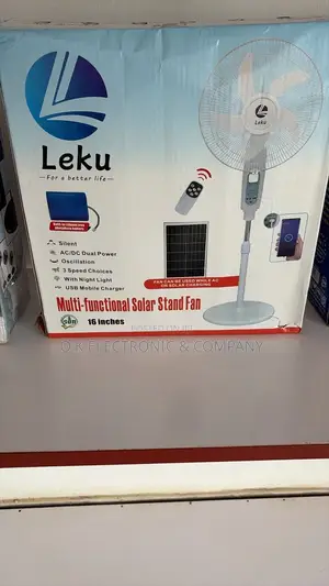 Leku 16-Inch Multi-Functional Solar Rechargeable Standing Fan