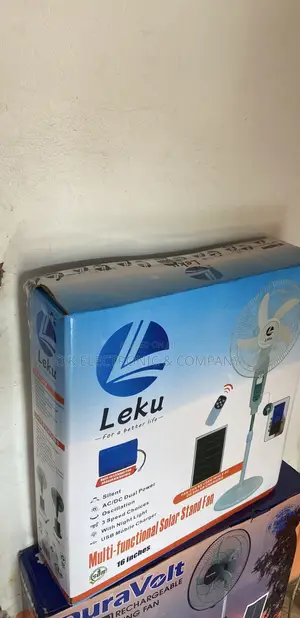 Leku 16-Inch Multi-Functional Solar Rechargeable Standing Fan