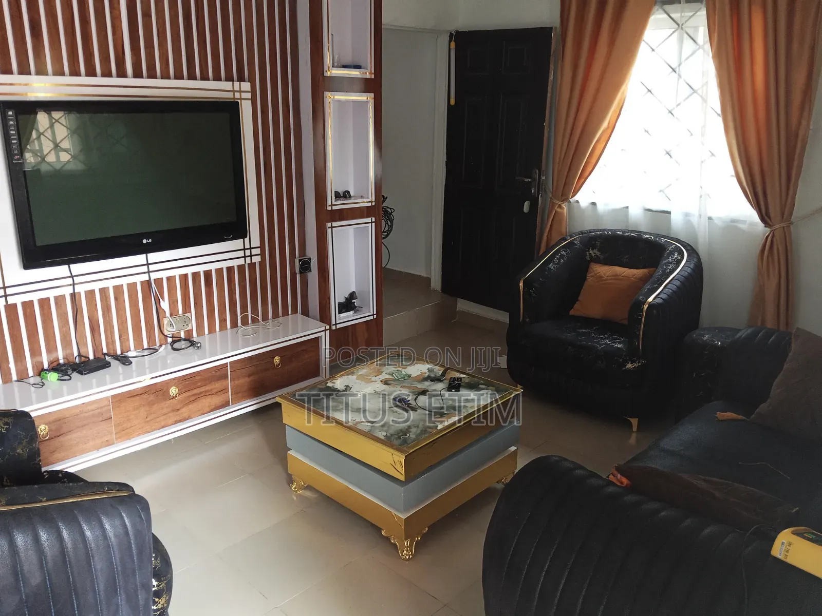 Wall Panel Tv Console and Two Single One Double a Center Table