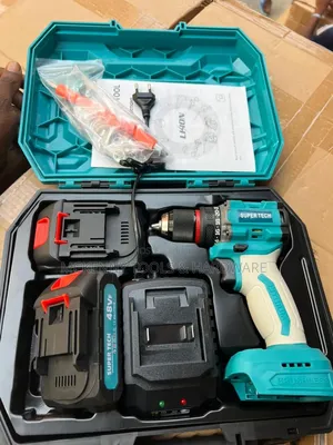 Super Tech Cordless Brushless Lithium-Ion Drill Machine Set.