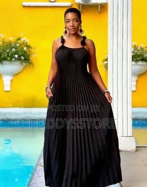 Black Pleated Maxi Dress