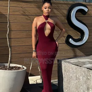 Knitted Slinky Halterneck Dress