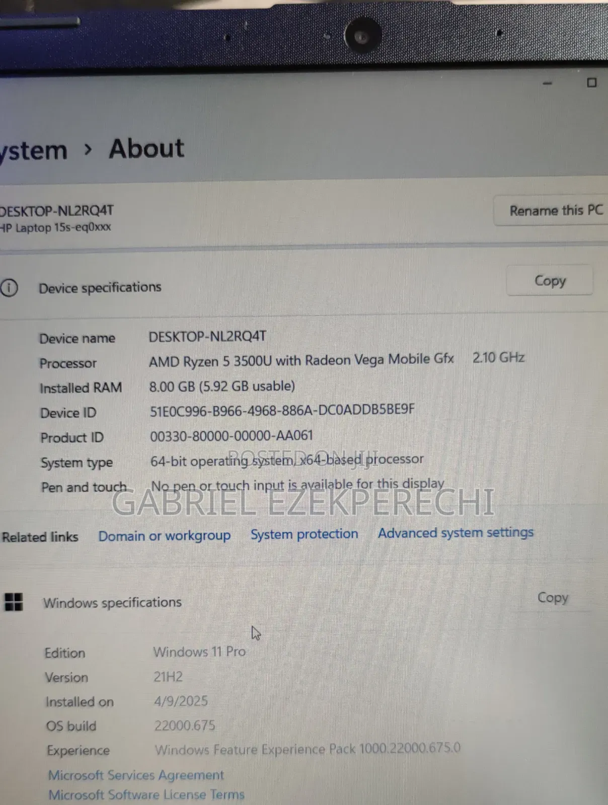Laptop HP 15s 8GB AMD Ryzen 5 SSD 512GB