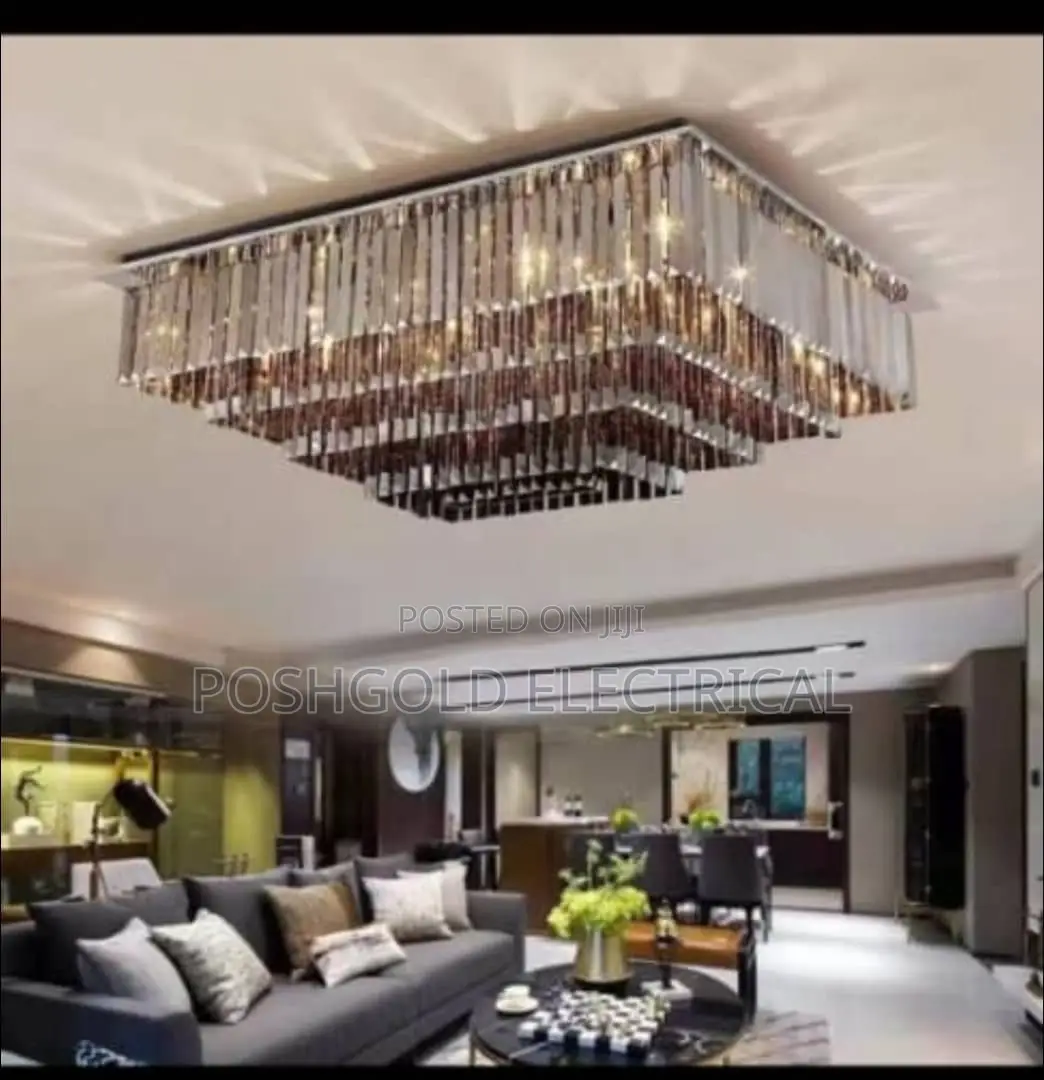 Smoky Crystal Flush Mount Chandelier