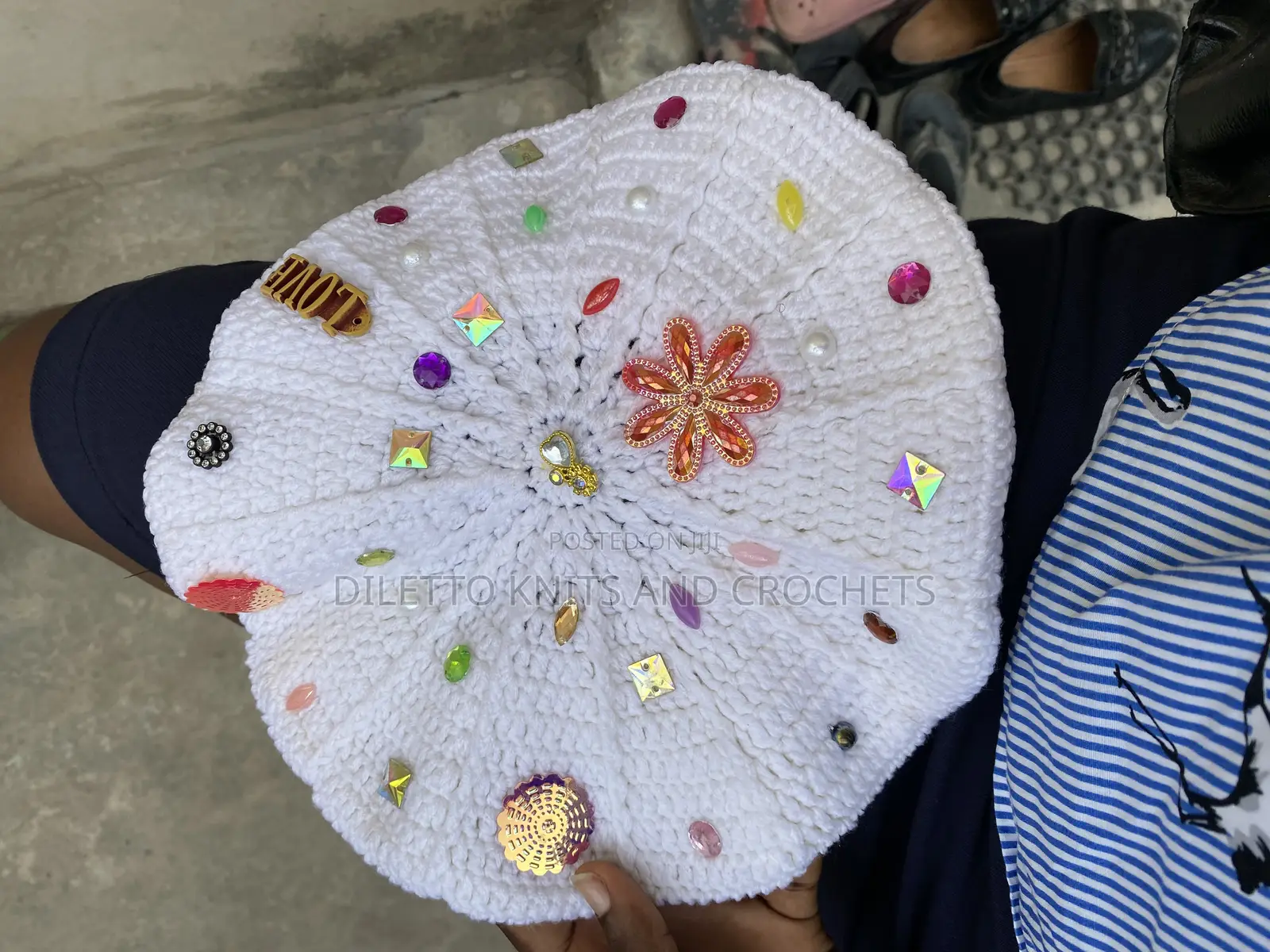 Embellished Crochet Beret