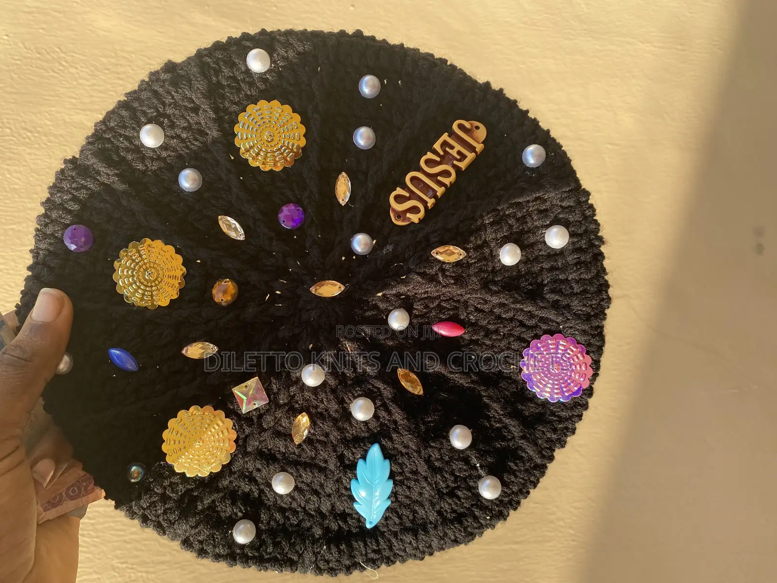 Embellished Crochet Beret