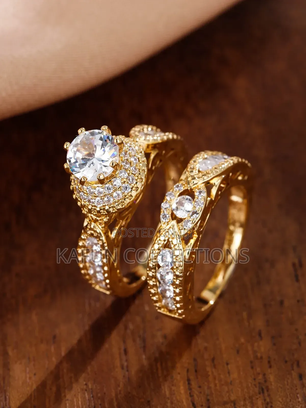 Vintage Gold Zirconia Female Ring Set