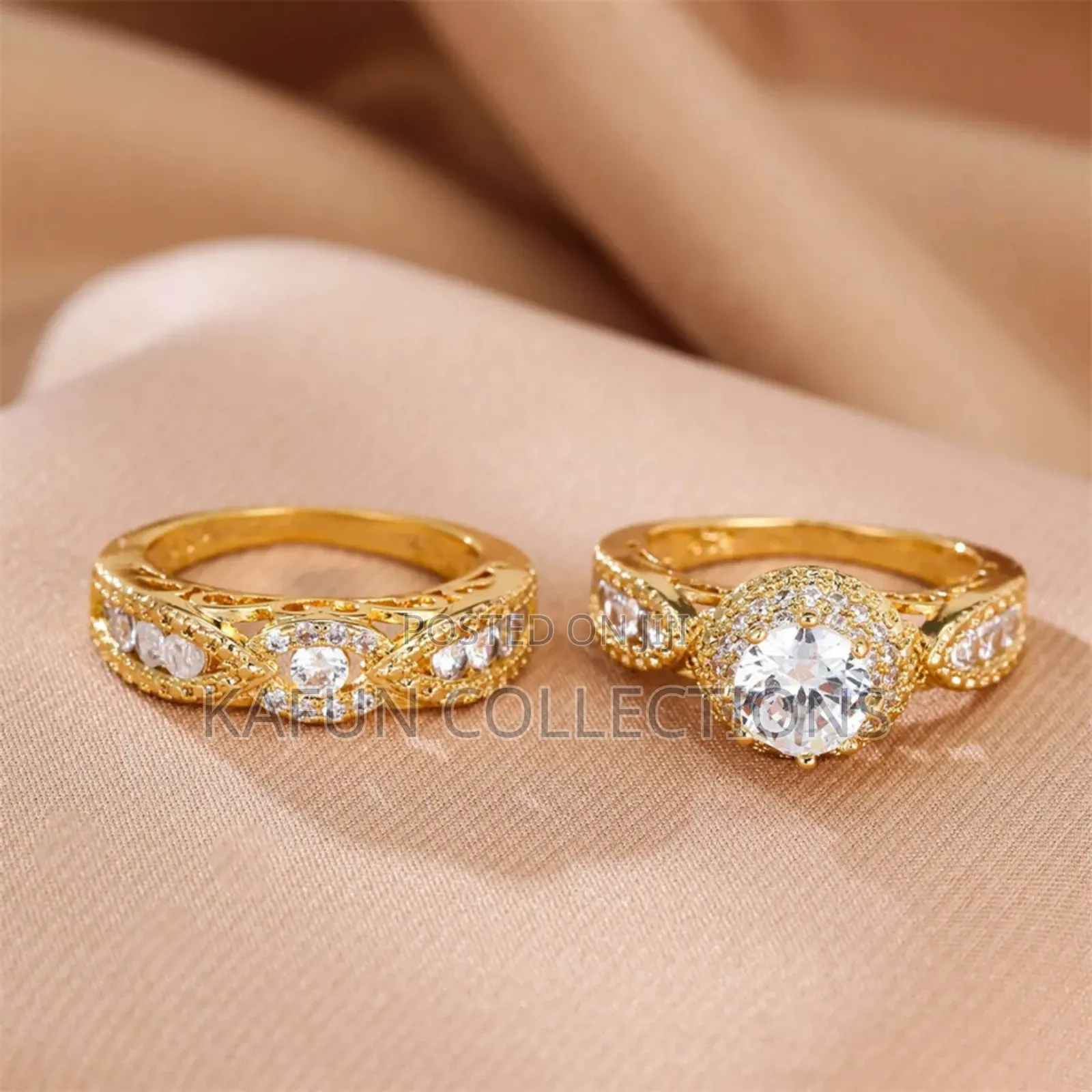 Vintage Gold Zirconia Female Ring Set