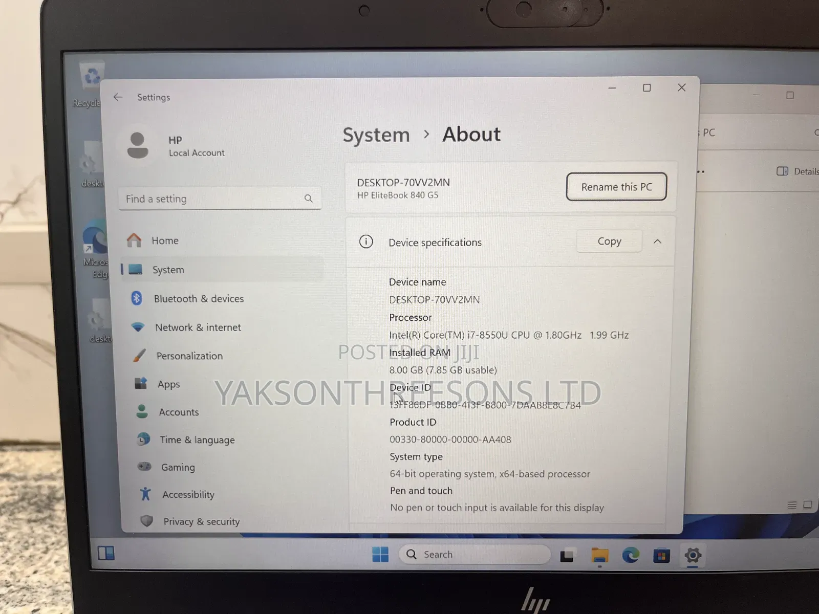 Laptop HP EliteBook 840 G5 8GB Intel Core i7 SSD 256GB