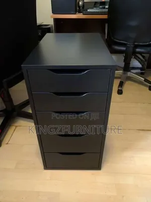 Black Wood Drawer Unit