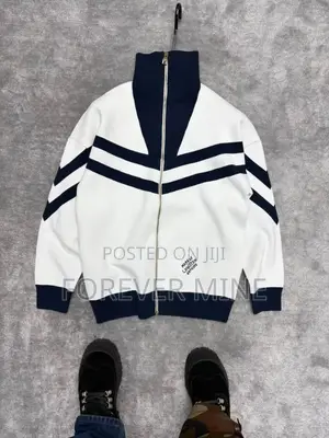 Designer Inspired Zip-Up Knit Jacket Chevron Stripe Cardigan