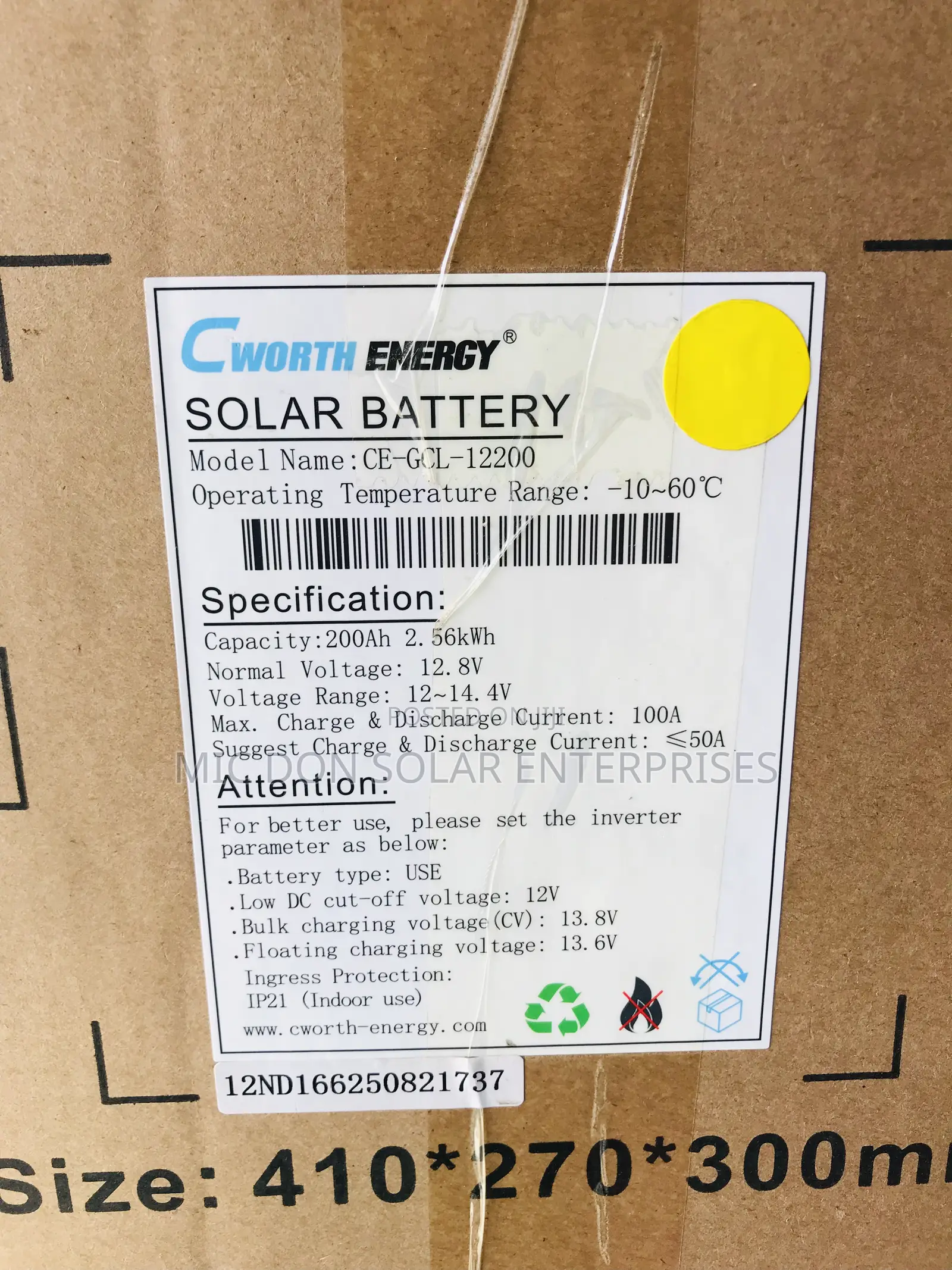 Cworth Energy 2.5kwh Lithium Battery