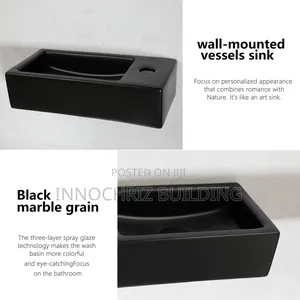 Black Hanging Basin With Side Tap Hole