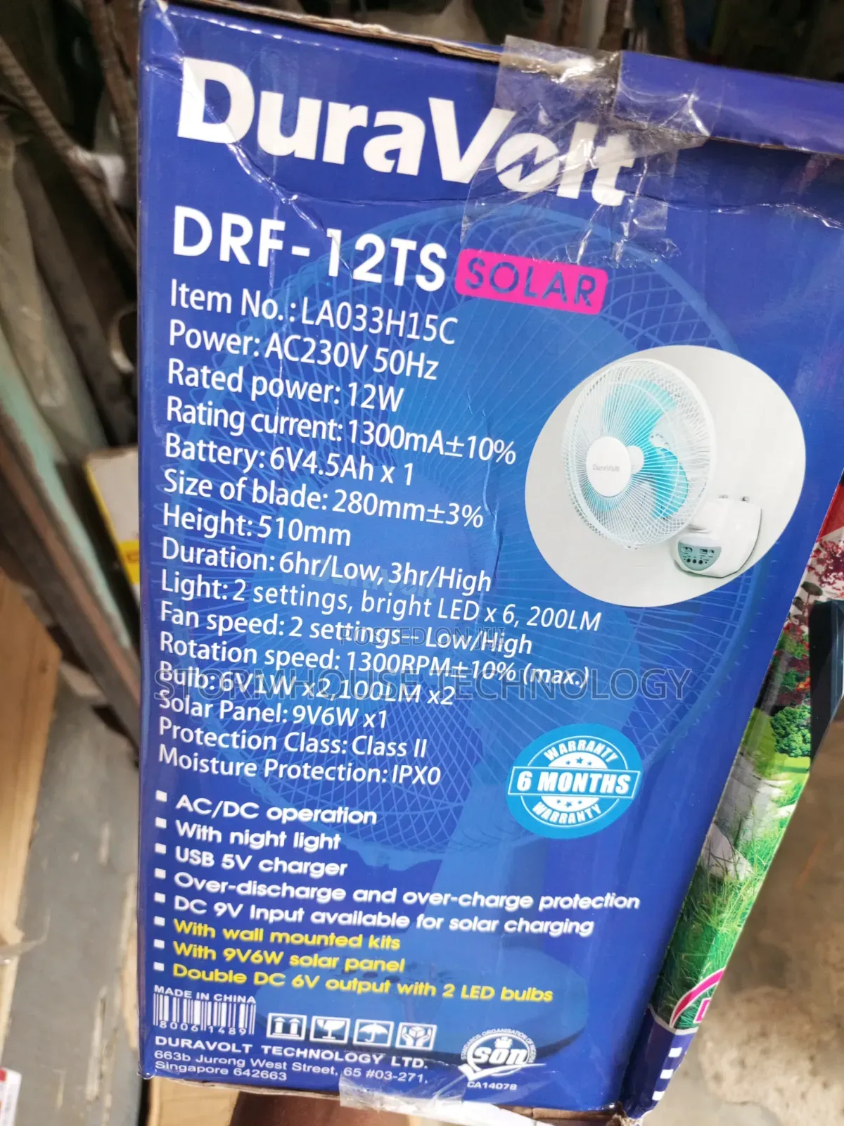 Standard Solar Rechargeable Table Fan